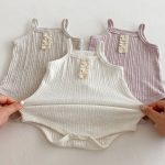 【66-90cm】キャミロンパース ベビー レース ダブルボタン - 画像 (6)