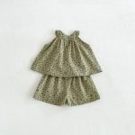 【73-120cm】セットアップ ベビー 小花柄 総柄グリーン - 画像 (8)