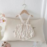 【66-90cm】サロペットロンパース ベビー ガーリー フラワー柄 - 画像 (4)