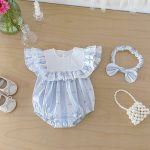 【66-140cm】ロンパースorワンピース ブルー ストライプ 姉妹服 - 画像 (11)