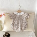 【66-100cm】ロンパース ベビーおしゃれ フリル襟 花柄 - 画像 (4)