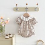 【66-100cm】ロンパース ベビーおしゃれ フリル襟 花柄 - 画像 (3)