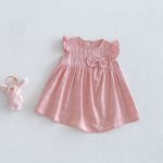 【73-120cm】ワンピース ベビー 女の子 フリルスリーブ 蝶結び - 画像 (8)