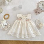 【73-120cm】ワンピース ベビー 女の子 チェリー フラワー刺繡 - 画像 (4)