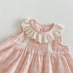 【73-120cm】ワンピース ベビー 女の子 レース襟 チェック - 画像 (11)