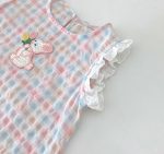 【73-100cm】ワンピース ベビー ノースリーブ チェック うさぎ - 画像 (6)