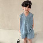 【80-150cm】デニムセット or ワンピース  キッズ服 Vネック - 画像 (8)