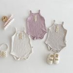 【66-90cm】キャミロンパース ベビー レース ダブルボタン