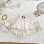 【73-120cm】セットアップ ベビー 女の子 ふわふわ ドット トップス＆ブルマ