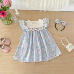 【66-140cm】ロンパースorワンピース ブルー 花柄 姉妹服 - 画像 (12)