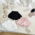 【73-120cm】ショートパンツ ベビー 女の子 可愛い リボン付き