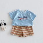 【73-120cm】半袖Ｔシャツorショートパンツ ベビー  Vネックロゴ ボーダー - 画像 (11)
