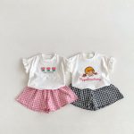 【80-130cm】Tシャツ or ショートパンツ ベビー 女の子 フリル袖 チェック - 画像 (6)