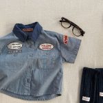【80-130cm】半袖シャツ キッズ服 韓国風 デニム - 画像 (3)