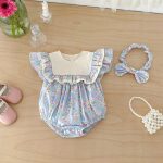 【66-140cm】ロンパースorワンピース ブルー 花柄 姉妹服 - 画像 (11)