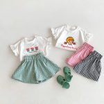 【80-130cm】Tシャツ or ショートパンツ ベビー 女の子 フリル袖 チェック - 画像 (5)