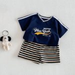 【73-120cm】半袖Ｔシャツorショートパンツ ベビー  Vネックロゴ ボーダー - 画像 (13)