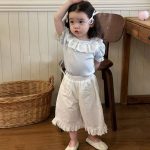 【80-130cm】トップスorパンツ 女の子 フリル襟 七分丈パンツ - 画像 (4)