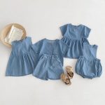 【66-100cm】サロペットorワンピースorセットアップ デニム 無地 - 画像 (4)