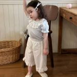 【80-130cm】トップスorパンツ 女の子 フリル襟 七分丈パンツ - 画像 (5)