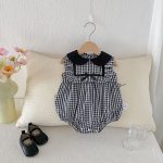 【66-90cm】ロンパース 可愛い ドット/チェック ベビー服 - 画像 (6)