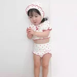 【73-100cm】水着 ベビー ボンネット付き ドット or チェック - 画像 (9)