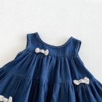【66-90cm】ロンパース 蝶結び デニム ノースリーブ - 画像 (6)