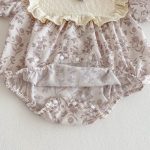 【73-100cm】ロンパース ベビー 蝶結び付き パープル花柄 - 画像 (9)