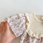 【73-100cm】ロンパース ベビー 蝶結び付き パープル花柄 - 画像 (14)
