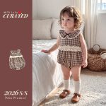 【66-90cm】ロンパース ブラウン チェック フリル - 画像 (3)