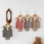 【66-90cm】ロンパース ワッフル ボーダー クマ - 画像 (8)
