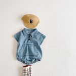 【66-90cm】ロンパース デニム ビッグ ポケット - 画像 (2)
