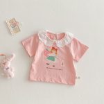 【73-120cm】半袖Ｔシャツ ベビー フリル襟 カートゥーン - 画像 (5)