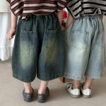 【80-140cm】デニムパンツ 七分丈 ヴィンテージ加工 ダメージ - 画像 (18)