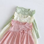 【73-120cm】ワンピース ベビー 女の子 フリルスリーブ 蝶結び - 画像 (16)
