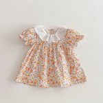 【73-110cm】ワンピース ベビー 女の子 レース襟 フラワー - 画像 (13)