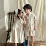 【80-150cm】セットアップ or ワンピース キッズ服 ナチュラル - 画像 (4)