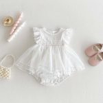 【66-90cm】ロンパース レース ホワイト フリル - 画像 (3)