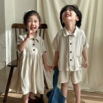 【80-150cm】セットアップ or ワンピース キッズ服 ナチュラル - 画像 (7)