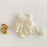 【66-90cm】ロンパース ビッグ蝶結び レース - 画像 (5)