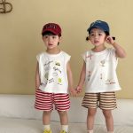 【80-150cm】セットアップ ノースリーブ トップス＆ボーダー パンツ - 画像 (19)