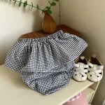 【66-90cm】パンツ ベビー チェック リボン 韓国風 かぼちゃんパンツ - 画像 (8)
