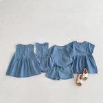 【66-100cm】サロペットorワンピースorセットアップ デニム 無地 - 画像 (9)
