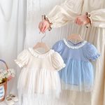 【66-90cm】ロンパース ベビー ワンピース風 無地 ファッション - 画像 (2)