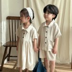 【80-150cm】セットアップ or ワンピース キッズ服 ナチュラル - 画像 (6)