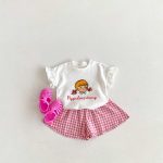 【80-130cm】Tシャツ or ショートパンツ ベビー 女の子 フリル袖 チェック - 画像 (8)