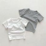 【73-100cm】半袖Tシャツ 肌触り 優しい 無地ORボーダー柄 - 画像 (6)