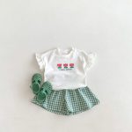 【80-130cm】Tシャツ or ショートパンツ ベビー 女の子 フリル袖 チェック - 画像 (9)