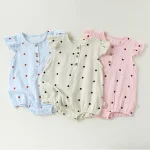 【66-90cm】ロンパース ベビー 肩フリル ドット - 画像 (3)