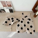 【66-100cm】サロペット ベビー ポルカドット サロペット&帽子 - 画像 (11)